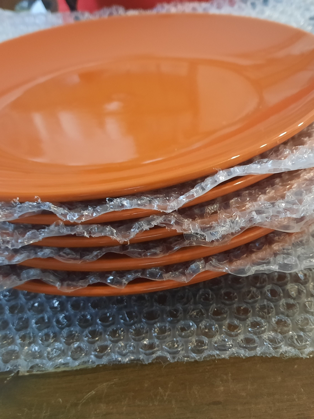Set of Orange Ceramic Dinner Plates
